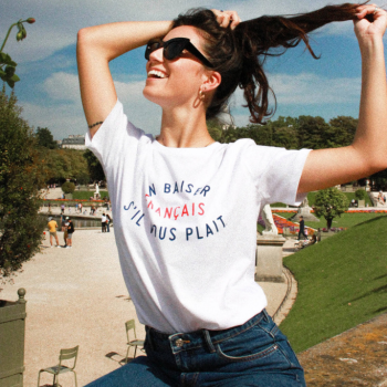 Tshirt femme en coton, Un Baiser Française S'il vous plait, cadeau anniversaire femme