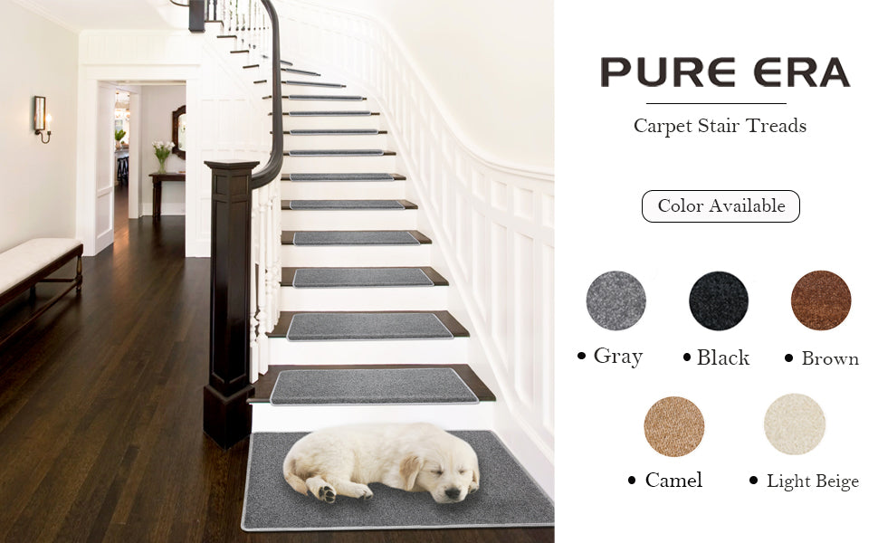 Tape Free Bullnose Carpet Stair Treads Non-slip Pet Friendly - Pure Era