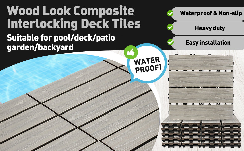 Pure Era - Interlocking Patio Tiles Composite Deck Tiles - Gray