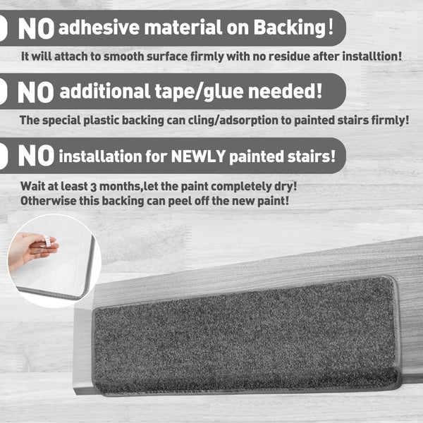 Pure Era Bullnose Carpet Stair Treads Non-slip Tape Free Pet Friendly Indoor Stair Protectors