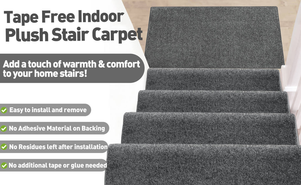 Pure Era Bullnose Carpet Stair Treads Non-slip Tape Free Pet Friendly Indoor Stair Protectors