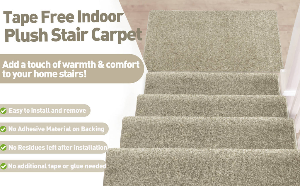 Pure Era Bullnose Carpet Stair Treads Non-slip Tape Free Pet Friendly Indoor Stair Protectors