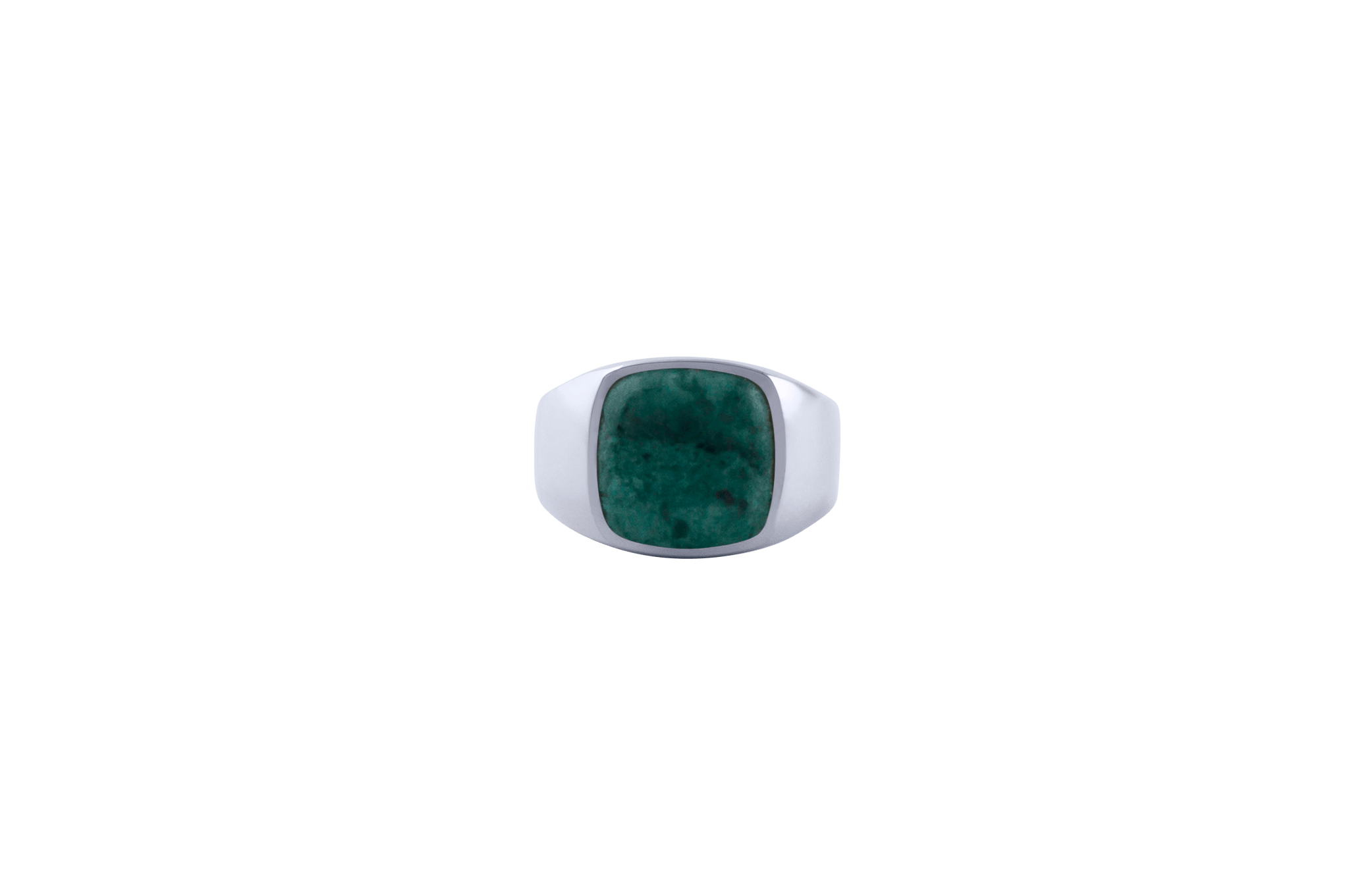 Billede af IX Cushion Signet Ring Green Marble Silver