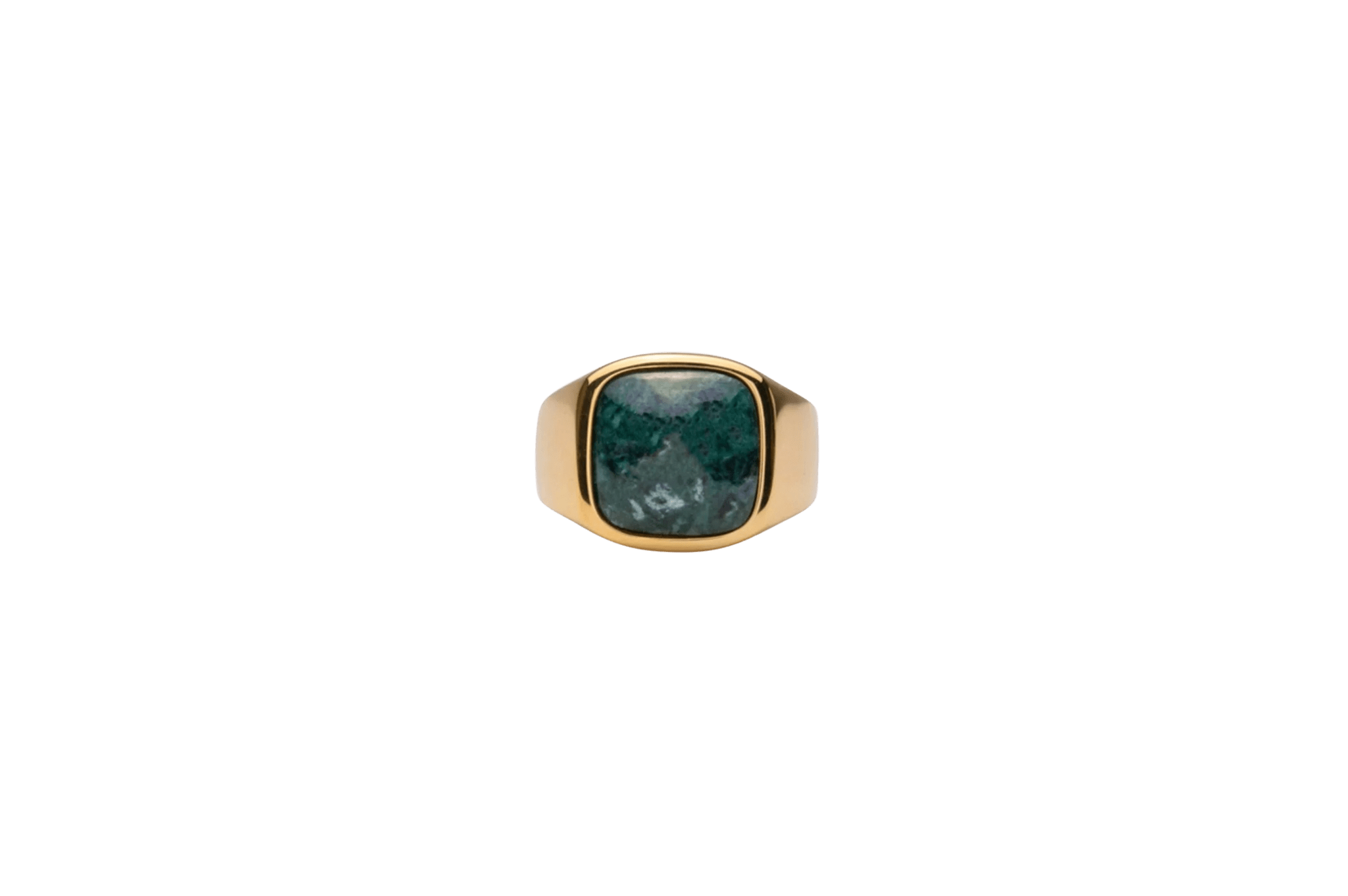 Billede af IX Cushion Signet Ring Green Marble