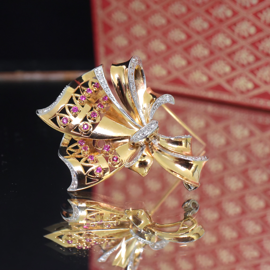 Victorian 15ct Gold And Silver Rose-Cut Diamond 'F' Brooch