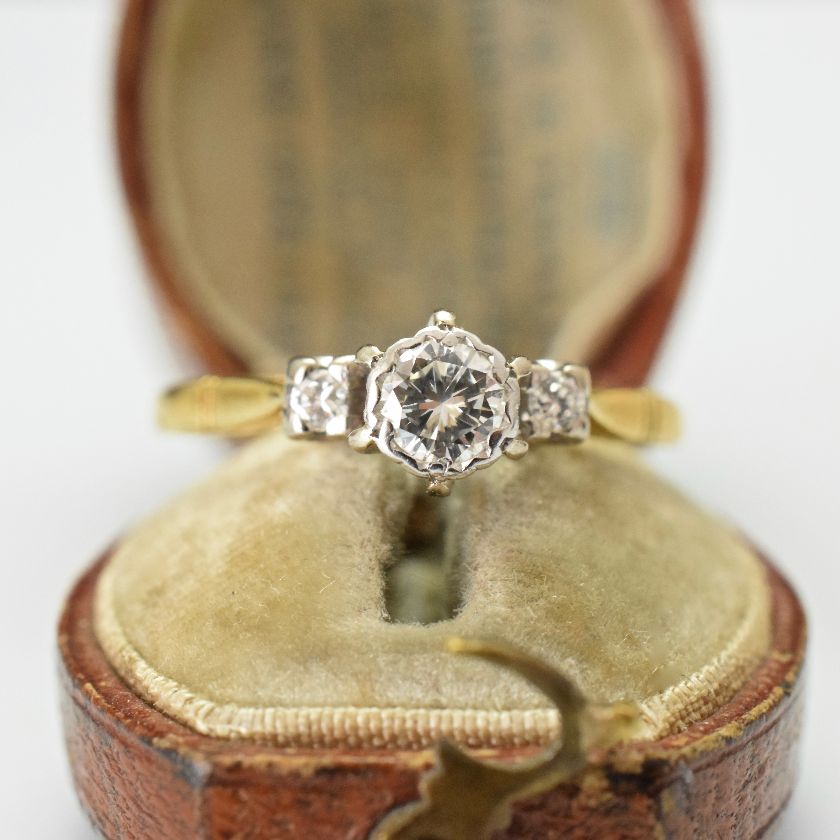 18ct Yellow Gold ‘Angus & Coote’ Diamond Trilogy Ring Circa 1940’s ...