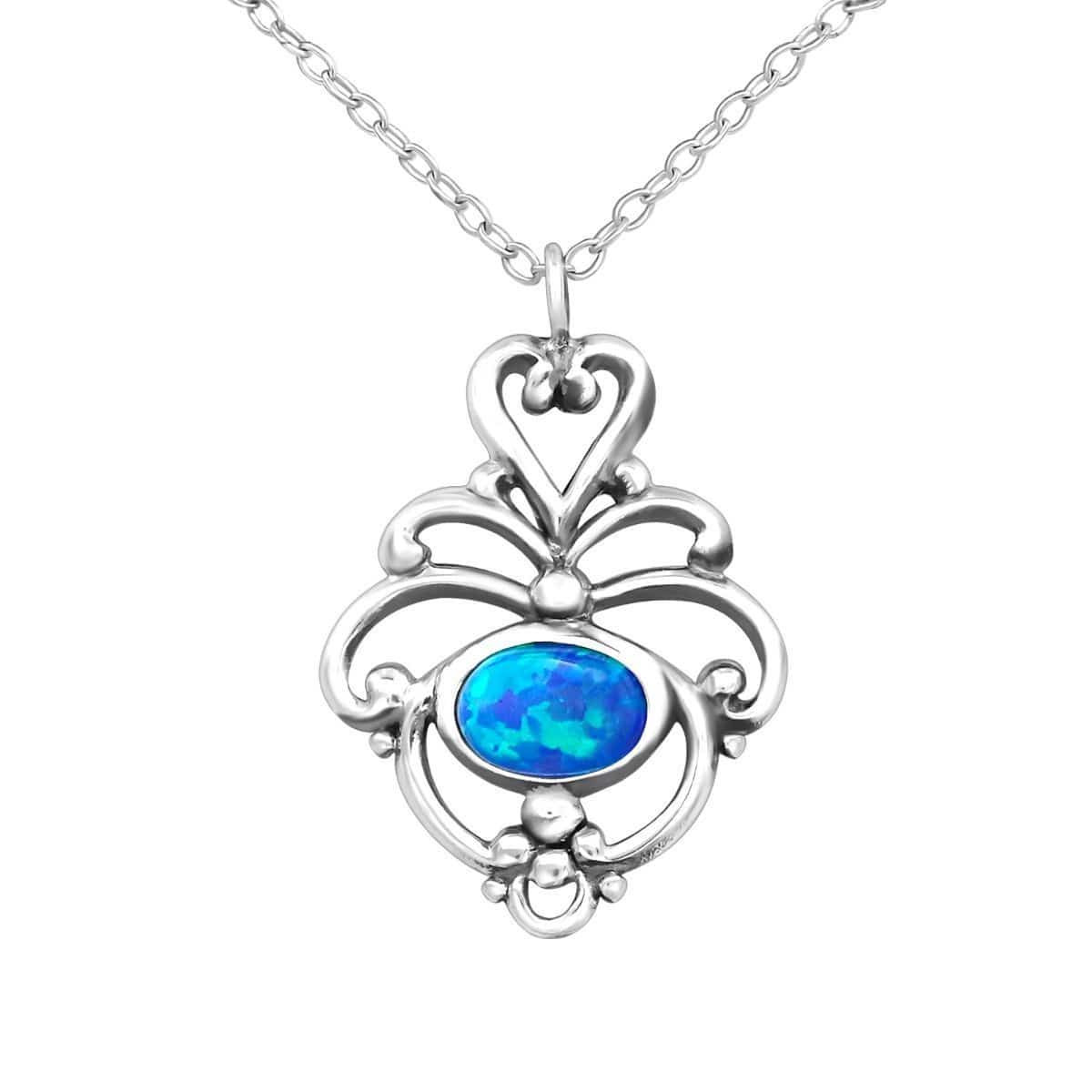 Silver Opal Pendant Necklace 1105