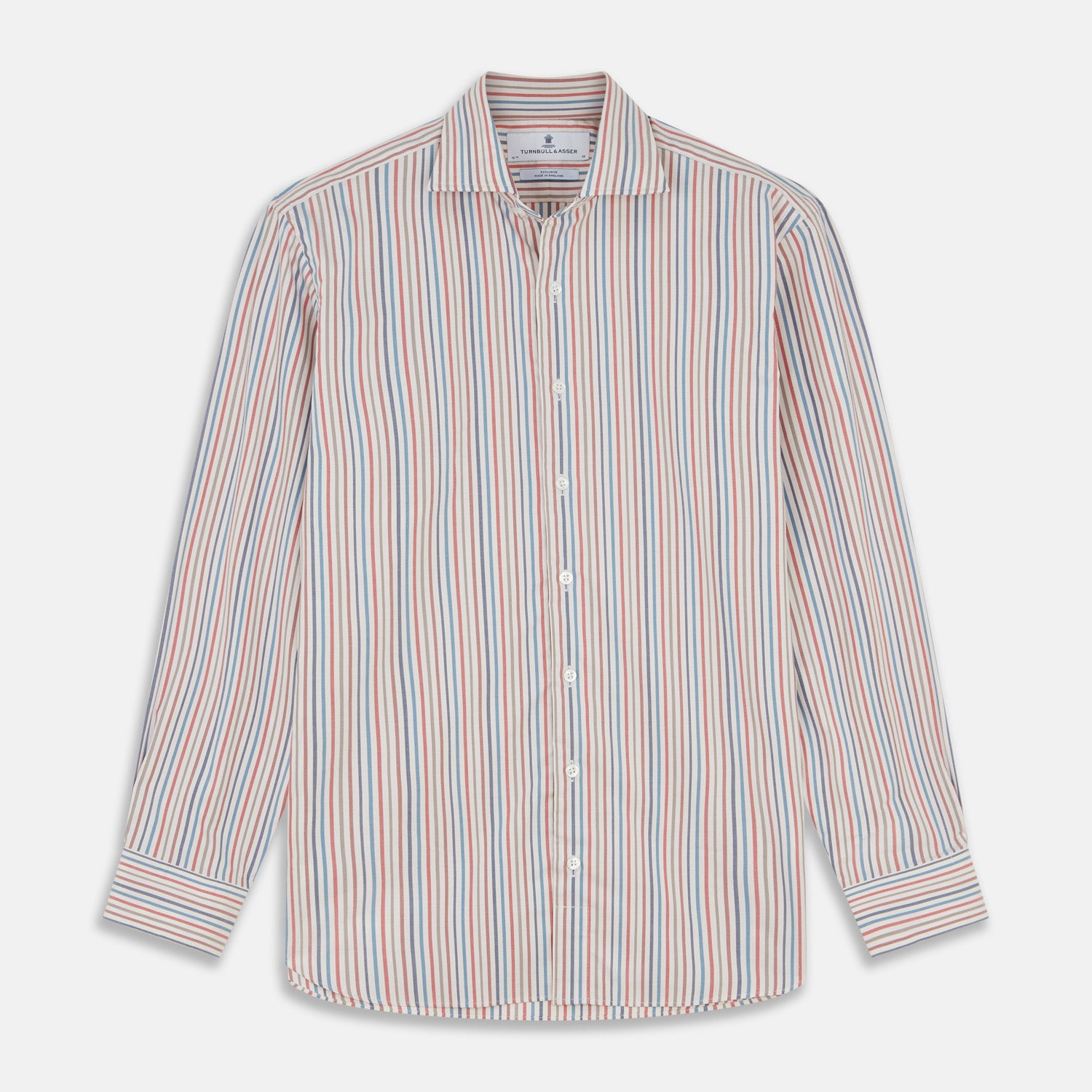 Burgundy Multi Stripe Tailored Fit Shirt | Turnbull & Asser