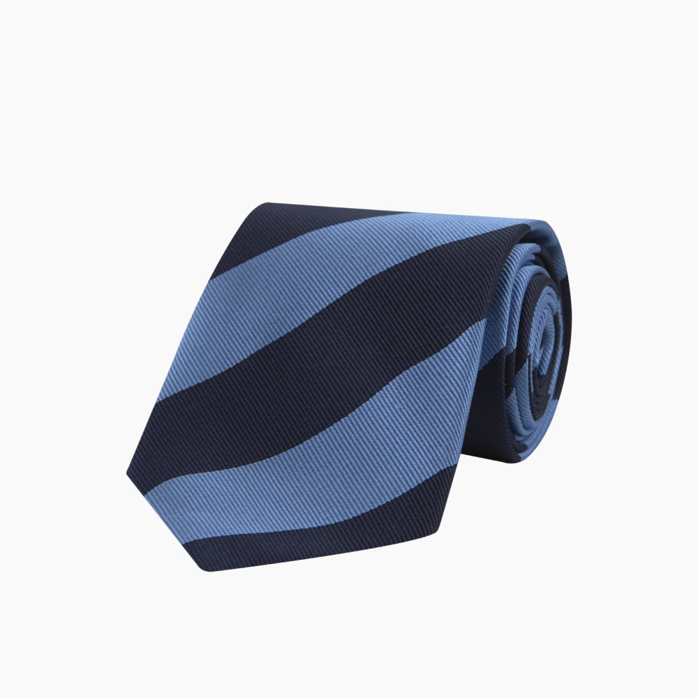 Navy and Blue Block Stripe Repp Silk Tie