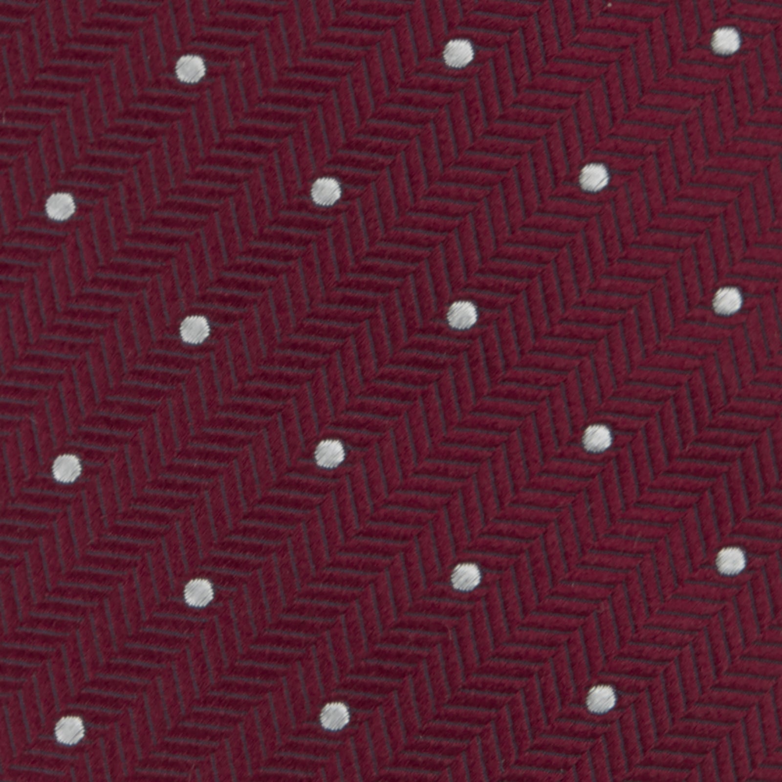 Burgundy and White Small Spot Herringbone Silk Tie