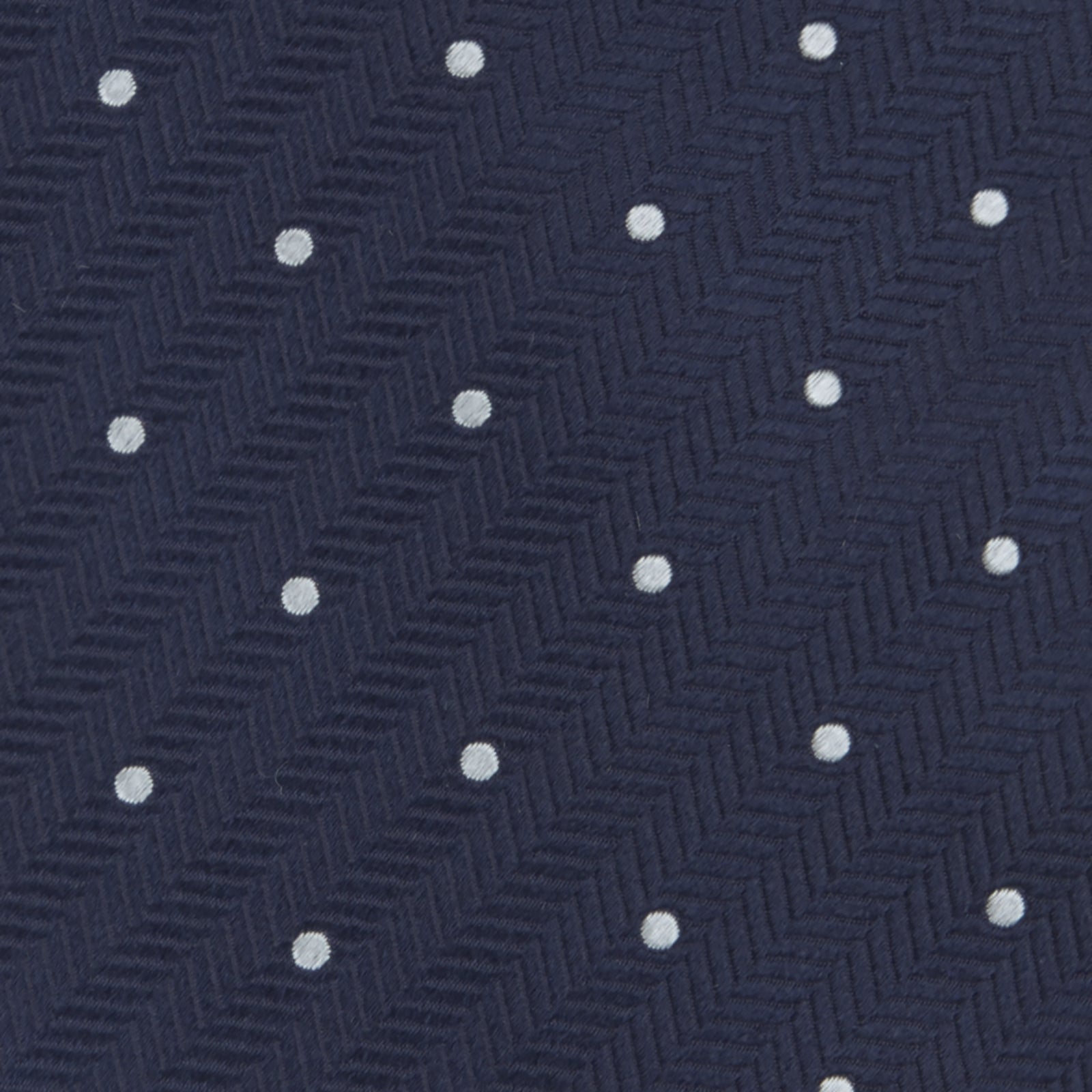 Navy and White Small Spot Herringbone Silk Tie