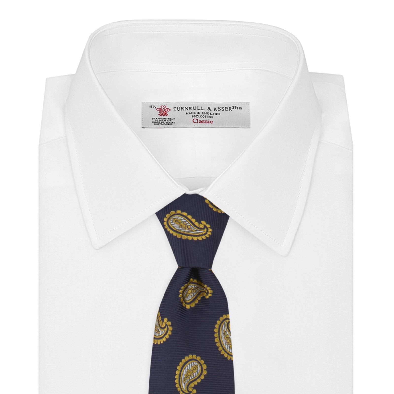 Navy and Gold Floating Paisley Silk Tie