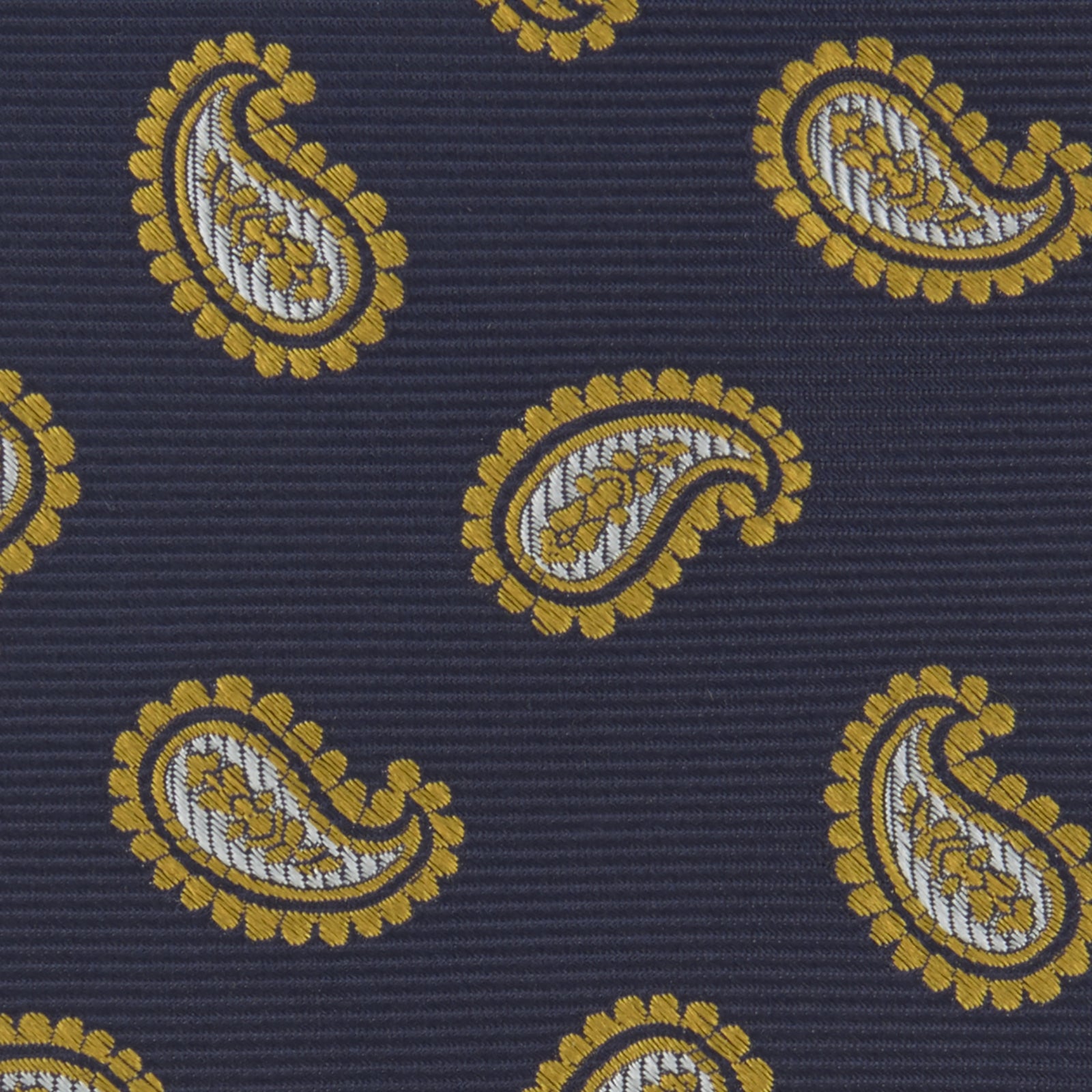 Navy and Gold Floating Paisley Silk Tie