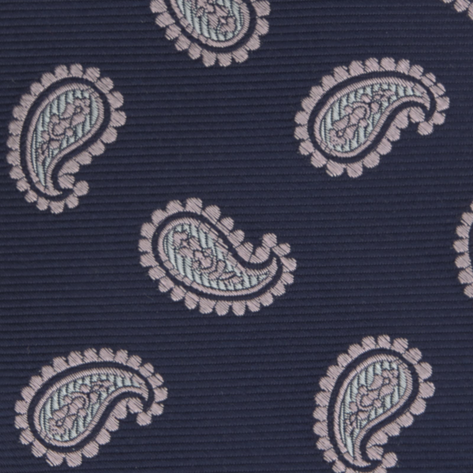 Navy and Light Pink Floating Paisley Silk Tie