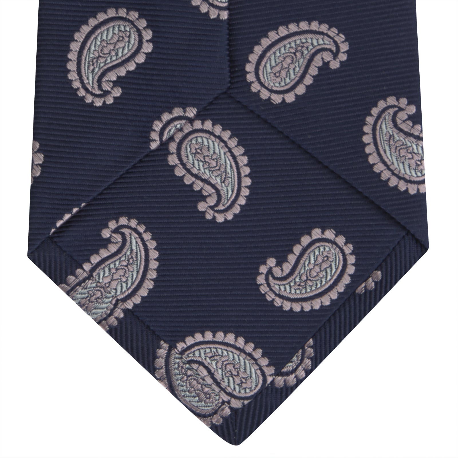 Navy and Light Pink Floating Paisley Silk Tie