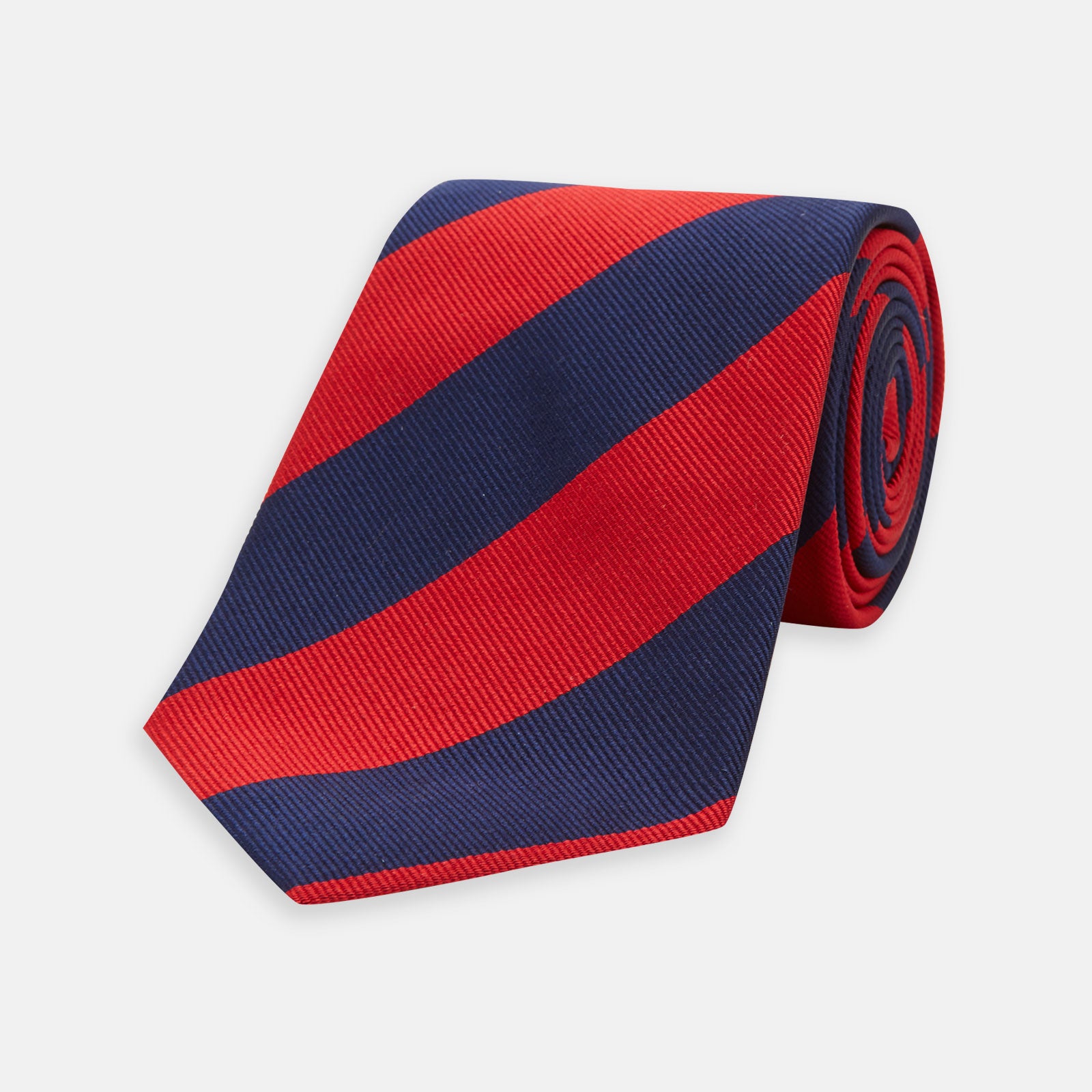Navy & Red Block Stripe Repp Silk Tie | Turnbull & Asser
