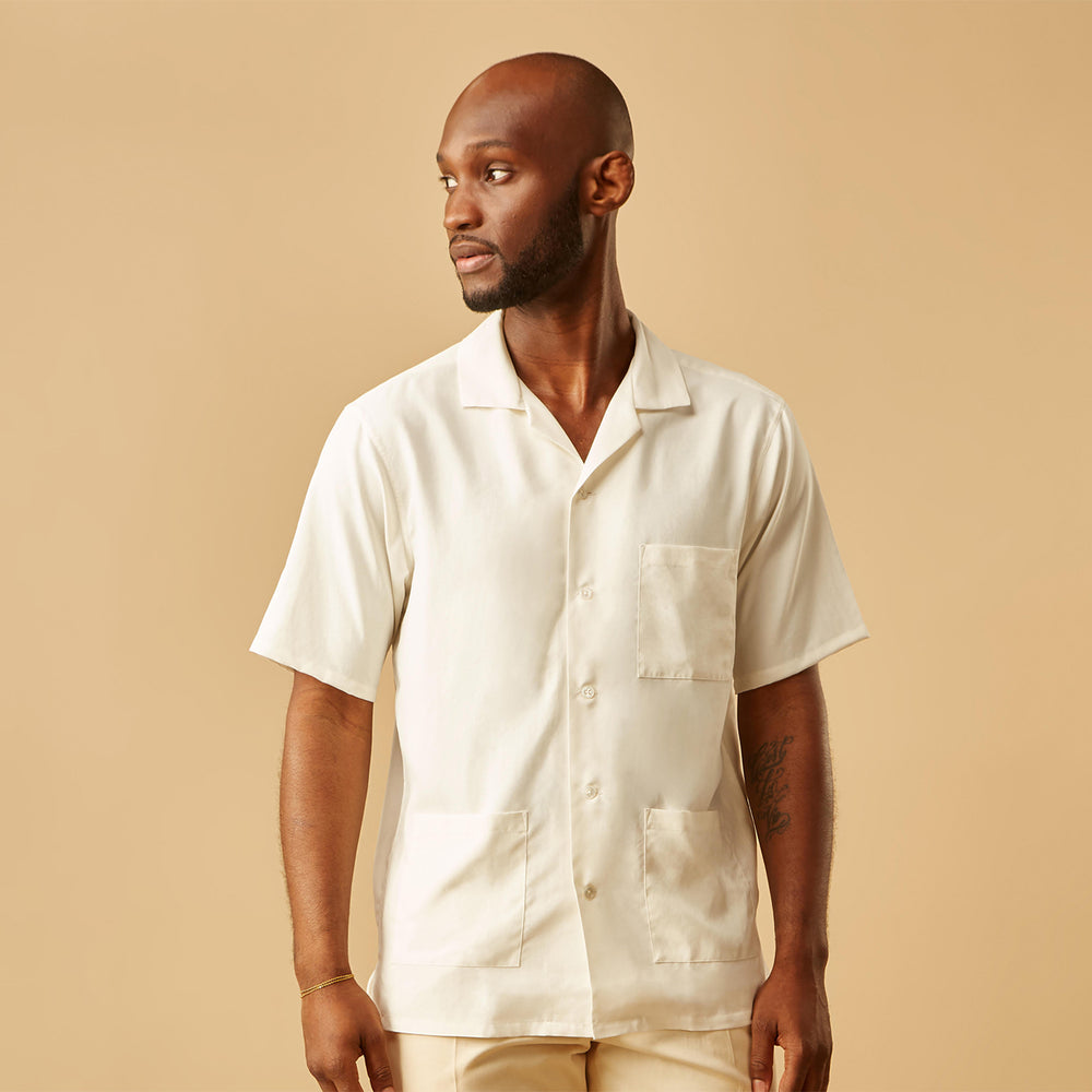 Cream Silk Phillips Shirt with Revere Collar | Turnbull & Asser