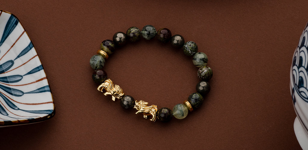 Peach Moonstone and African Bloodstone Gemstones mixed with Wood and 14kt  gold - Frost Yourself Designs