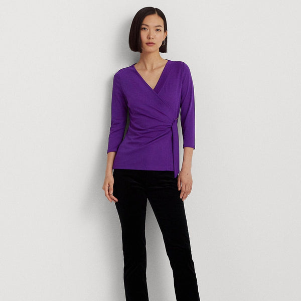 Buy Lauren Ralph Lauren Women Purple Crosshatch Leather Large