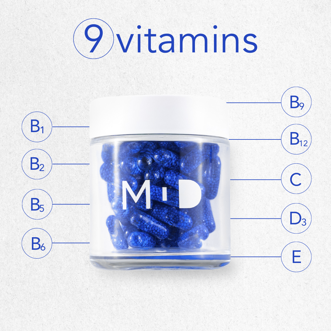 Daily Multi-Vitamin: 9 vitamins + 9 mushrooms