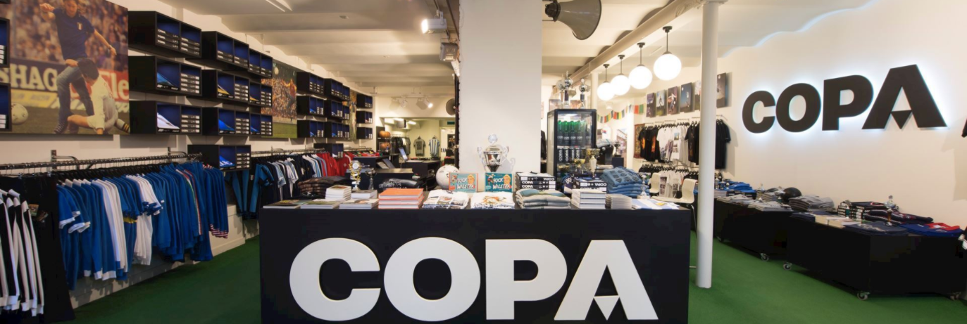 Picture of the interior of the COPA Football Flagship store in Amsterdam