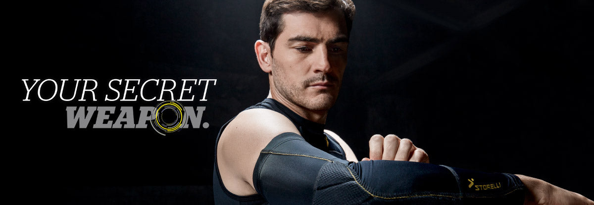Iker Casillas, brand ambassadors of Storelli Sports. Modelling elbow protection