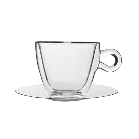 Pasabahce Vela Cappuccino Clear Glass Cup-Saucer 12 pc