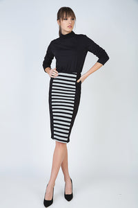 Striped Stretch Pencil Skirt