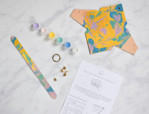 pastel coloured leather marbling craft kit