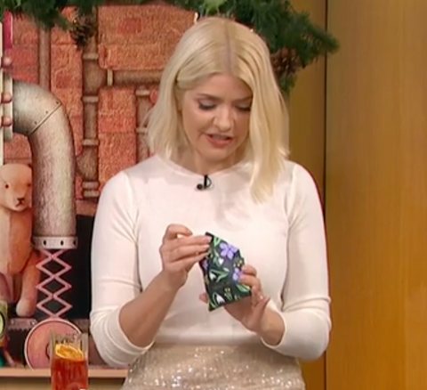 Holly Willoughby with leather envelope wallet 