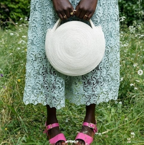 Rope Basket Bag and Pink Clogs Summer Outfit 