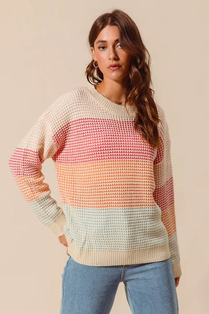 SO ME Multi Color Block Long Sleeve Sweater - Oakleigh Rose Boutique