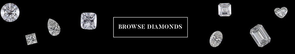 a banner with different stone shapes that says "Browse Diamonds"