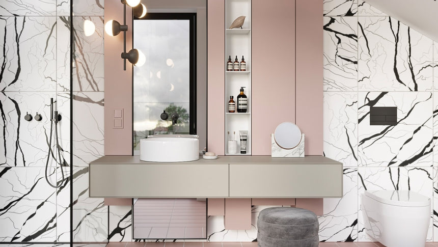 salle de bain luxe rose