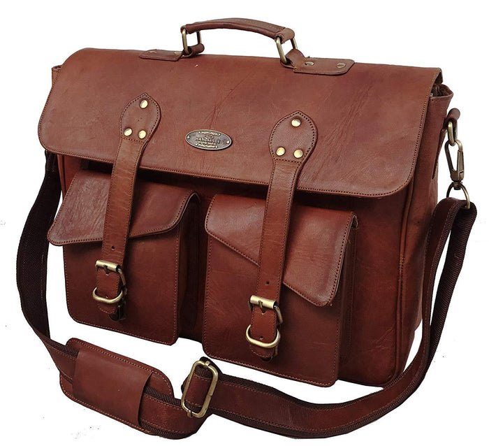 16 Inch Rustic Vintage Leather Messenger Bag Laptop Bag Briefcase ...