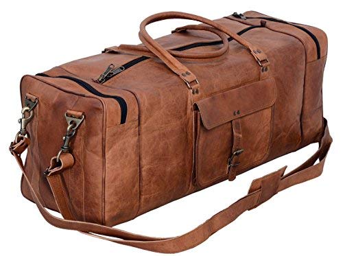 GRATLIN Leather Duffel Bags for Men and Women 24 Inch | Full Grain Leather  Travel Overnight Weekend Duffle Bag | Carry On Garment Mens Holdall Bag for