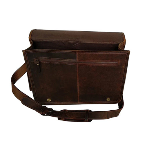 Men's Buffalo Leather Messenger Bag  Distressed Full Grain Laptop Bag –  The Real Leather Company