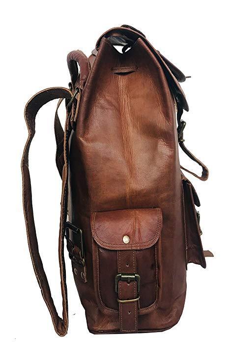 24'' Genuine Leather Vintage Handmade Casual College Day-Pack Cross Bo ...