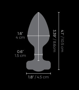 Measurements of the b-vibe Vibrating Jewel Plug - M/L available on The Cowgirl Shop