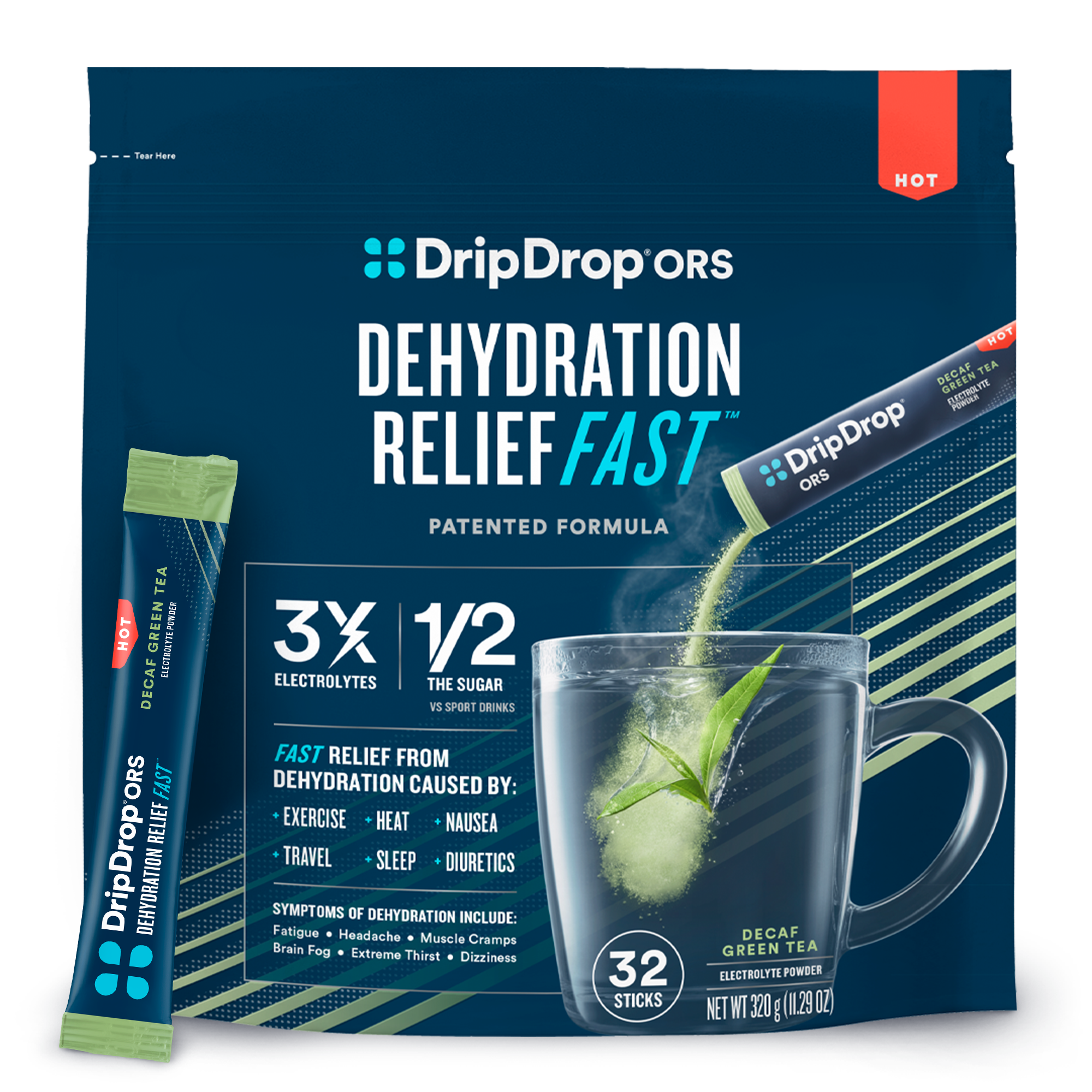 HoT S 2 Drippy LD EliClHlYTE 177 X LTI LY7o s DripDrop ors 1 T PATENTED FORMULA 5y 87 THE SUGAR ELECTROLYTES VS SPORT DRINKS FAST RELIEF FROM DEHYDRATION CAUSED BY: RS SR S 11N TRAVEL SLEEP - DIURETICS SYMPTOMS OF DEHYDRATION INCLUDE: Fatigue e Headache e Muscle Cramps Brain Fog e Extreme Thirst s Dizziness T T ; TalfoOp L 