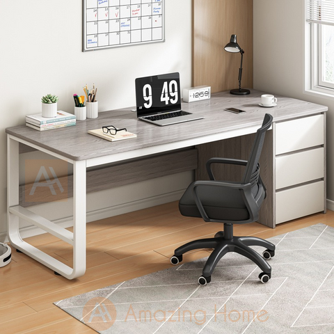 Aaren White Office Desk With Drawer Medium Study Table –
