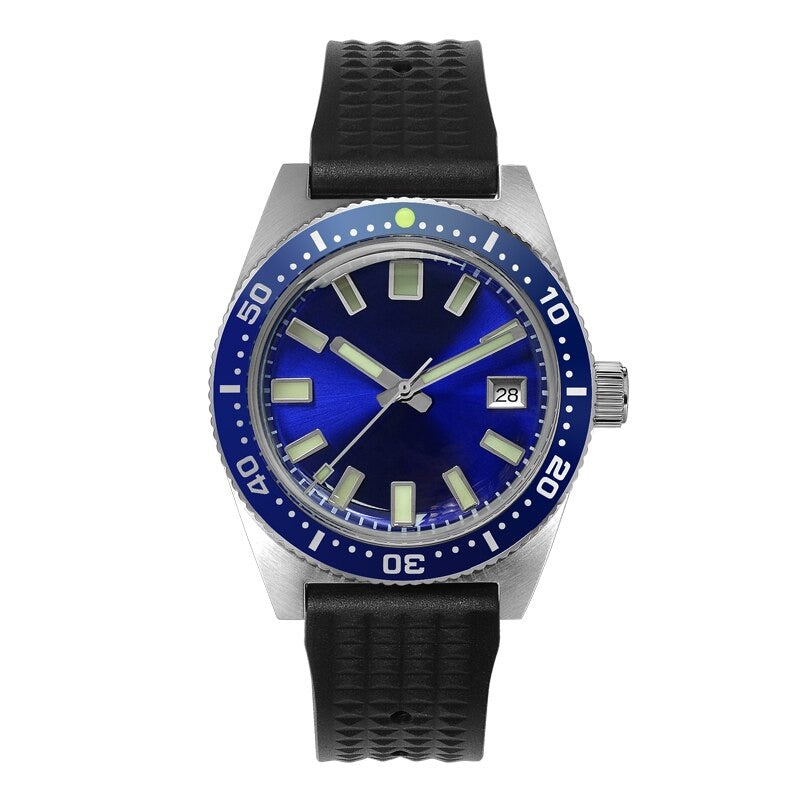 7.  SN007-G1 Automatic Mechanical Steel Diver watch homage of Seiko 62MAS Superdome sapphire and ceramic bezel insert blue dial