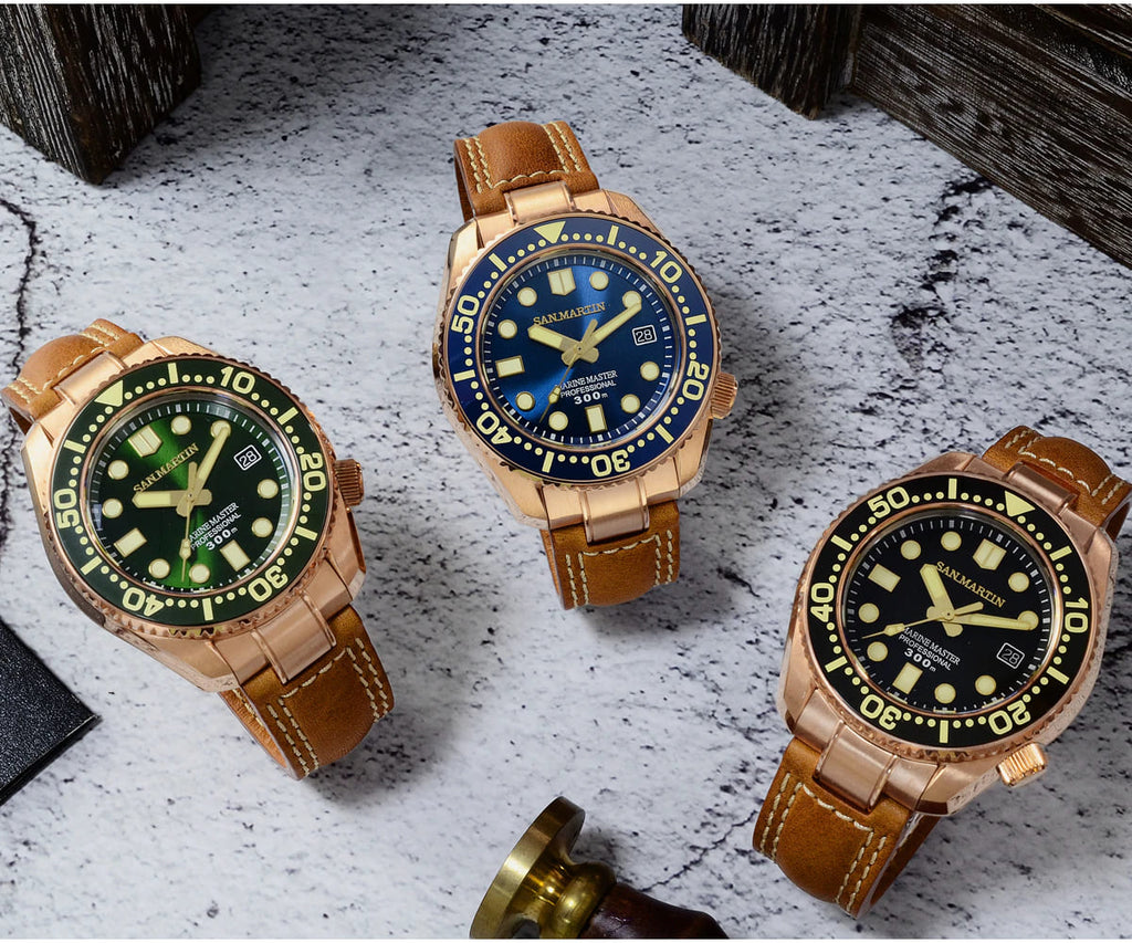 1. SN038-Q Bronze Marine master Seiko homage SBDX021 Automatic mechanical swiss movement black, blue, green dial