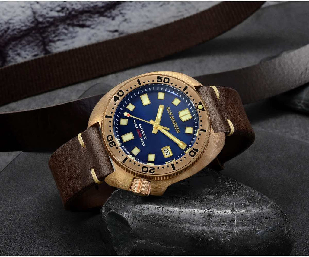 3.  SN047-Q Bronze Automatic Mechanical Steel Diver watch 6105 Captain Willard black, blue, green