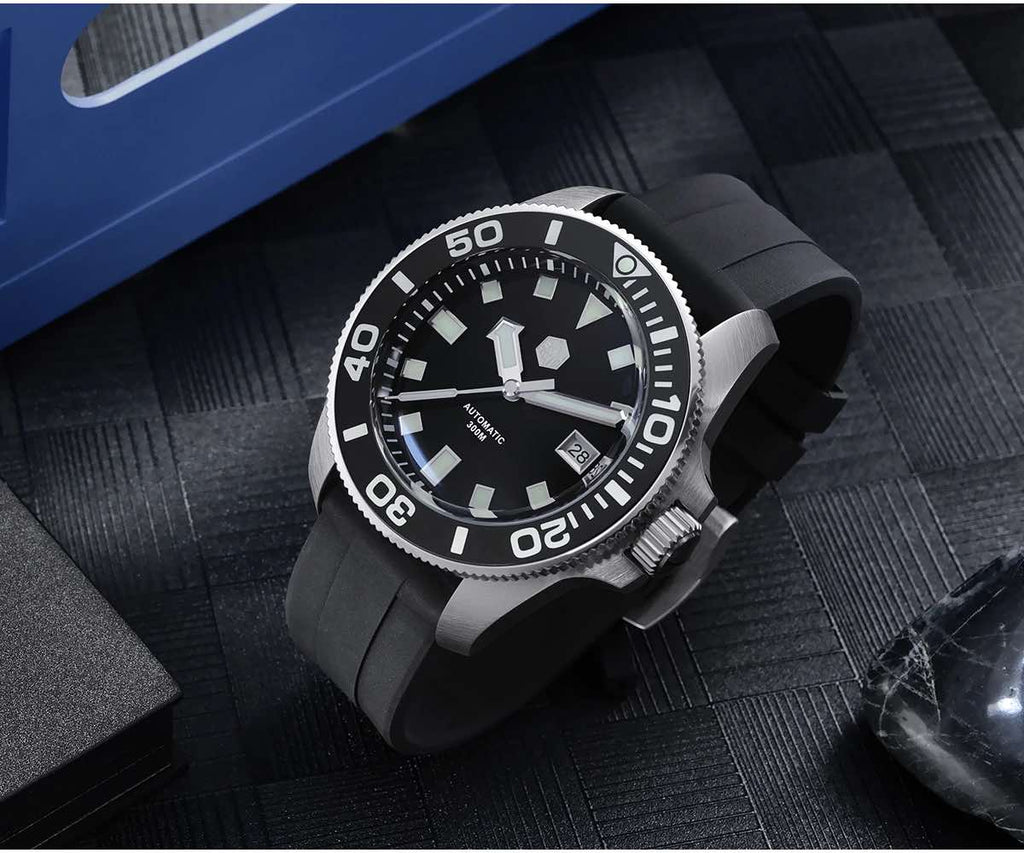 7. SN056-G Automatic Mechanical Steel Combat sub diner watch Black dial