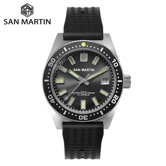 SAN MARTIN SS 62MAS SEIKO HOMAGE DIVER NH35 • GUN GRAY | BLUE | GREEN – LUG  X BAR