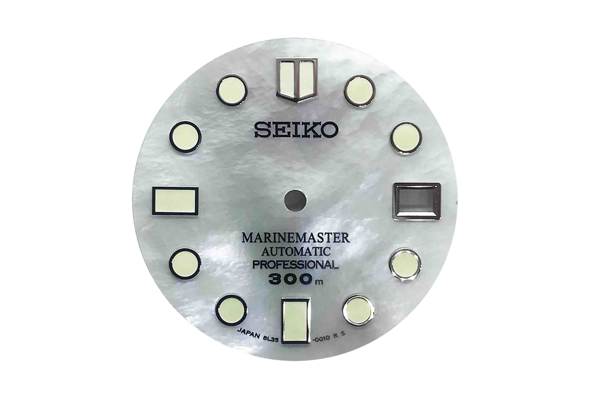 SEIKO AFTERMARKET DIAL MARINEMASTER WHITE MOTHER OF PEARL - DATE – LUG X BAR