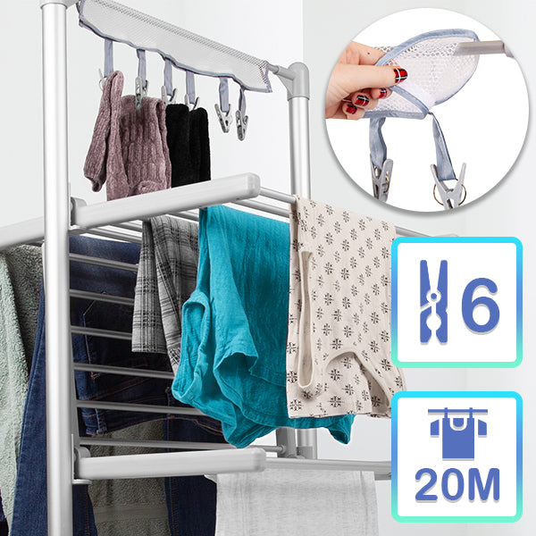 BARGAINS-GALORE 3 TIER ELECTRIC CLOTHES AIRER HEATED DRYER FOLDING DELUXE  PORTABLE, 24 RAILS CLOTHES DRYING RACK, 111CM HEATED AIRER, 220W