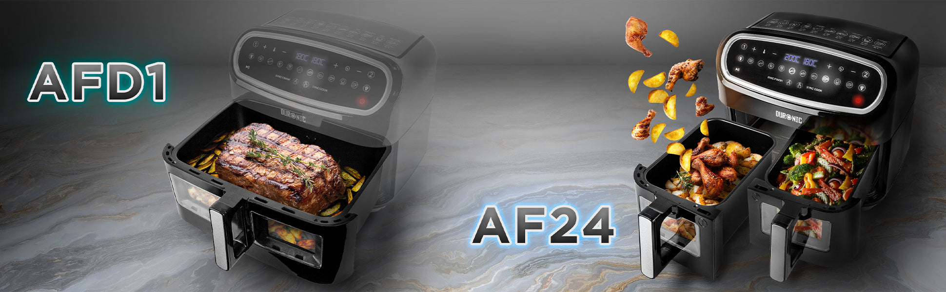 Duronic AF24 Air Fryer, 9L Large Dual Zone Family Sized Cooker, Twin  Drawers