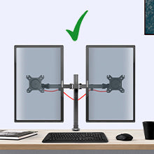  Duronic Dual Monitor Arm Stand DM152, Double PC Desk Mount, Black, Height Adjustable, for Two 13-27 LED LCD Screens, VESA 75/100, 2X 8kg/17.6lb Capacity